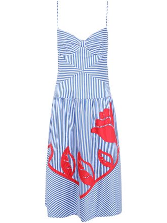 Farm Rio Dress Striped Sleeveless Sky Stripes