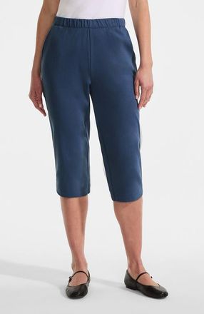 Lands End Sport Knit High Rise Elastic Waist Capri Pants in Nightfall Blue at Nordstrom, Size Small L