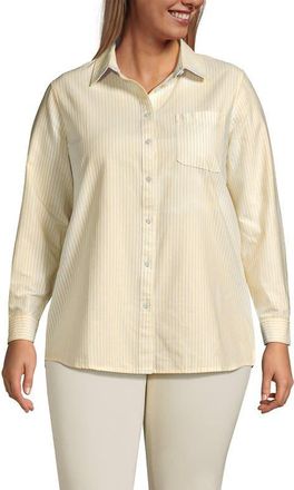 Lands End Oxford Shirt in Goldenrod Pinstripe at Nordstrom, Size 2X