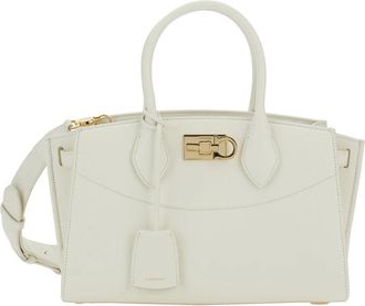 Ferragamo Witte Top Handvat Tas Zachte Stijl - Dames - Handtassen - Wit - ONE Size - Leer - Tassen