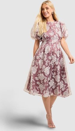 Wallis Petite Floral Puff Sleeve Midi Dress in Rose at Nordstrom, Size 6P