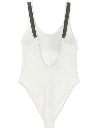 Brunello Cucinelli Monile-Trimmed Swimsuit - White