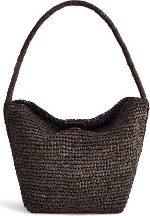 Madewell The Signature Woven Raffia Shoulder Bag in Dark Carob at Nordstrom