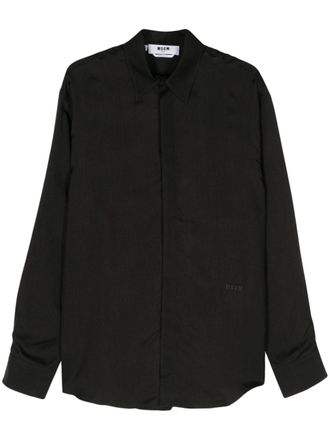 Msgm pointed-collar satin shirt - men - Cupro - 41 - Black