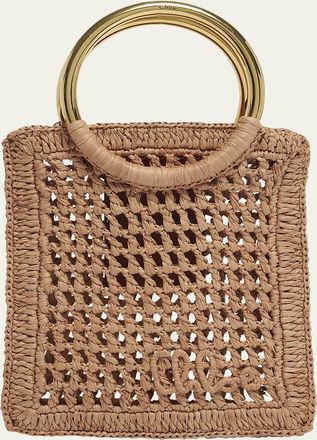 Chloé Summer Banana Top-Handle Bag in Crochet Paper and Leather