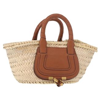 Chlo&eacute; Marcie Basket Raffia And Leather Beige Wicker Handbag (Pre-Owned)