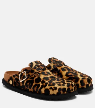 Birkenstock Boston leopard-print calf hair clogs