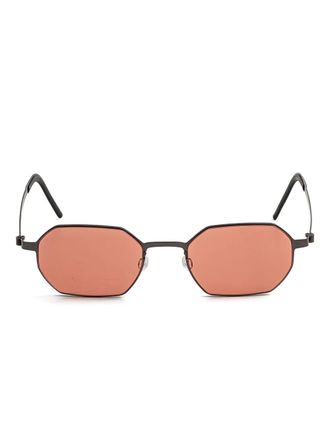 Lindberg geometric-frame sunglasses - unisex - Titanium - 49 - Black