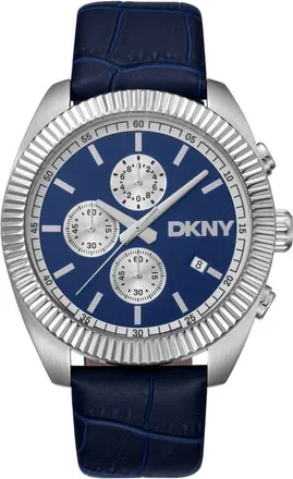 DKNY Chronograph Leather Strap Watch, 42mm in Dark Blue at Nordstrom