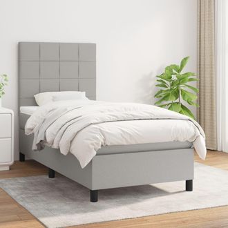 vidaXL Vidaxl - Cama Box Spring Con Colch&oacute;n Tela Gris Claro 100x200 Cm