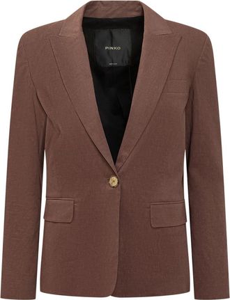 Pinko Brown Solid Notched Lapel Blazer