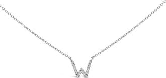 House of Brilliance 10K White Gold Diamond Accent A-Z Block Initial Pendant Necklace in White Gold | W at Nordstrom