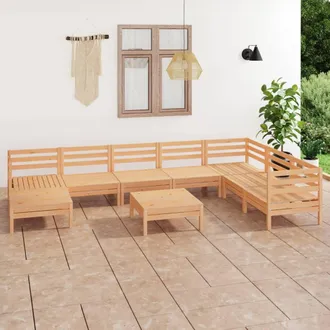 vidaXL Juego De Muebles De Jard&iacute;n 9 Piezas Madera Maciza De Pino Vidaxl