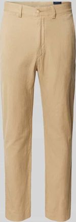 Polo Ralph Lauren Regular Fit Leinenhose mit Knopf- und Rei&szlig;verschluss in Beige, Gr&ouml;&szlig;e 32/32