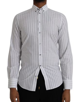 Dolce & Gabbana Mens Cotton Striped Shirt White