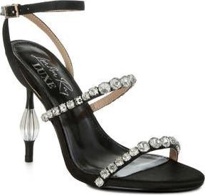 London Rag Aragon Crystal Embellished Ankle Strap Sandal in Black at Nordstrom Rack, Size 10