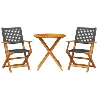vidaXL Juego De Bistro De 3 Piezas Rat&aacute;n Pe Y Madera Maciza Negro Vidaxl