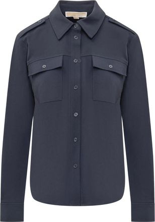 Michael Kors Shirts, female, Blue, Size: XL Crepe Utility Shirt