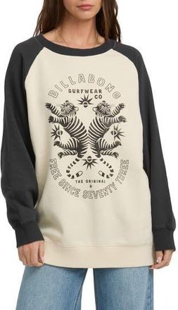 Billabong Emmers Raglan Sleeve Sweatshirt in Black Sands at Nordstrom Rack, Size X-Small