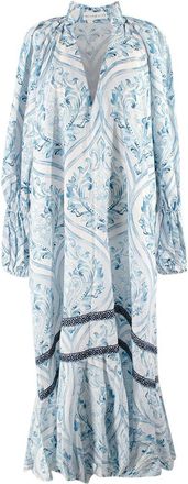 Isla & White Blue Simone Linen Blend Maxi Dress Size M