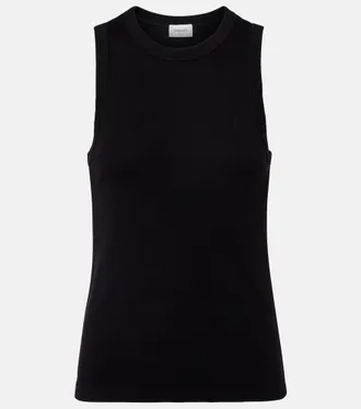 Saint Laurent Tank top acanalado Cassandre de algod&oacute;n