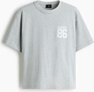 H&M Loose Fit Printed T-shirt in Light Gray Melange/soho Nyc at Nordstrom, Size Xxx-Large
