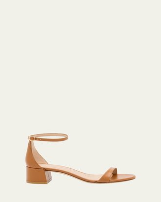 Stuart Weitzman Nudist Leather Ankle-Strap Sandals