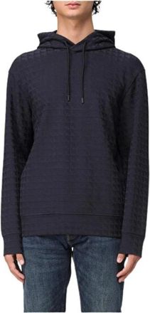 Emporio Armani Felpa logata all over - Heren - Hoodies - Blauw - M - Hoodies & sweatvesten