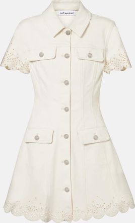 Self Portrait Broderie anglaise denim minidress