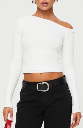 Princess Polly Malian Off the Shoulder Knit Top in White at Nordstrom Rack, Size 12