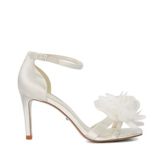 Dune London Womens Ladies Memorise - Corsage Detail Ankle Strap Wedding Heels - White material_Synthetic - Size UK 4