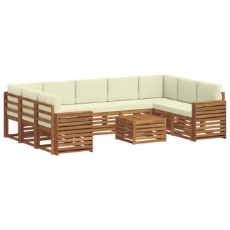vidaXL Conjunto De Sof&aacute;s De Exterior 10 Uds. Natural Y Crema Vidaxl