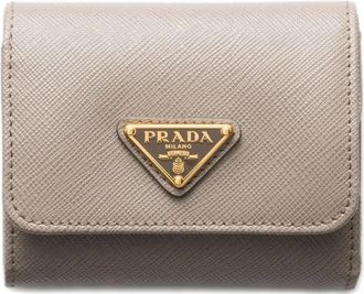 Prada triangle-logo saffiano leather wallet - women - Saffiano Leather/CALFSKIN - One Size - Neutrals
