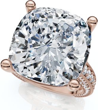 Pompeii3 Certified 16Ct Cushion Diamond Engagement Ring 14k Gold Lab Grown
