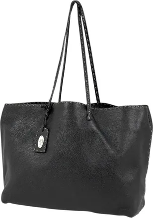 Fendi Black Leather Tote Bag (Pre-Owned)