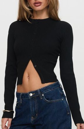 Princess Polly Suzu Rib Cardigan in Black at Nordstrom, Size 0