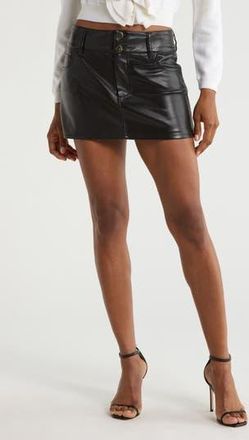 Alice & Olivia Laika Faux Leather Miniskirt in Black at Nordstrom Rack, Size 12