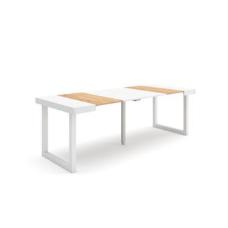 Skraut Home Mesa Consola Extensible, Mesa Comedor Plegable, 220, Para 10 Comensales, Patas Madera Maciza, Estilo Moderno, Roble Y Blanco - Skraut Home