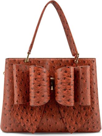 Like Dreams Womens Remi Embossed Bow Satchel Bag In Rust Orange