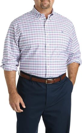Brooks Brothers Big & Tall Non-Iron Triple Windowpane Sport Shirt in Red Blue White at Nordstrom, Size Xx-Large