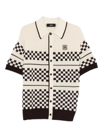 Amiri Checkered mesh logo-patch shirt - Bruin