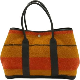 Herm&egrave;s Pre-owned Garden Tote Bag - Dames - Vintage Shopper - Oranje - ONE Size - Wol - Vintage