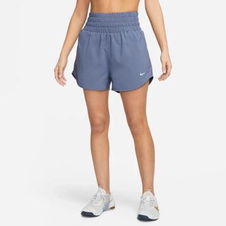 Nike One Shorts Womens Diffused Blue Brief-Lined Ultra High-Waisted SRT619