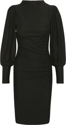 Gestuz Zwarte Pofjurk met Gedrapeerde Details - Dames - Korte kleedjes - Zwart - XL - Kleedjes