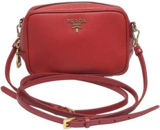 Prada Pre-owned Cross Body Bags, female, Red, Size: ONE SIZE Pre-owned Leather Cross Body Bag
