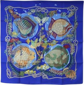 Herm&egrave;s Pre-owned Foulard in Seta - - Pre-owned - Donna - Blu - ONE SIZE