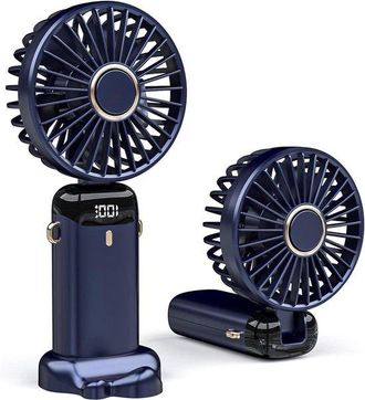 OEM Mini Ventilador De Mano De 5 Velocidades, Bater&iacute;a Usb De 3000 Mah, Plegable - Azul