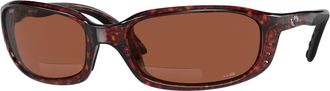 Costa Mens Brine Reader Rectangular Polarized Sunglasses In Tortoise/copper