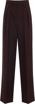 Chlo&eacute; High-rise Geplooide Broek - Dames - Wijde Broeken - Paars - XS - Wol - Broeken