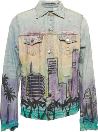 Amiri Giacca Cityscape con effetto vissuto - Blu